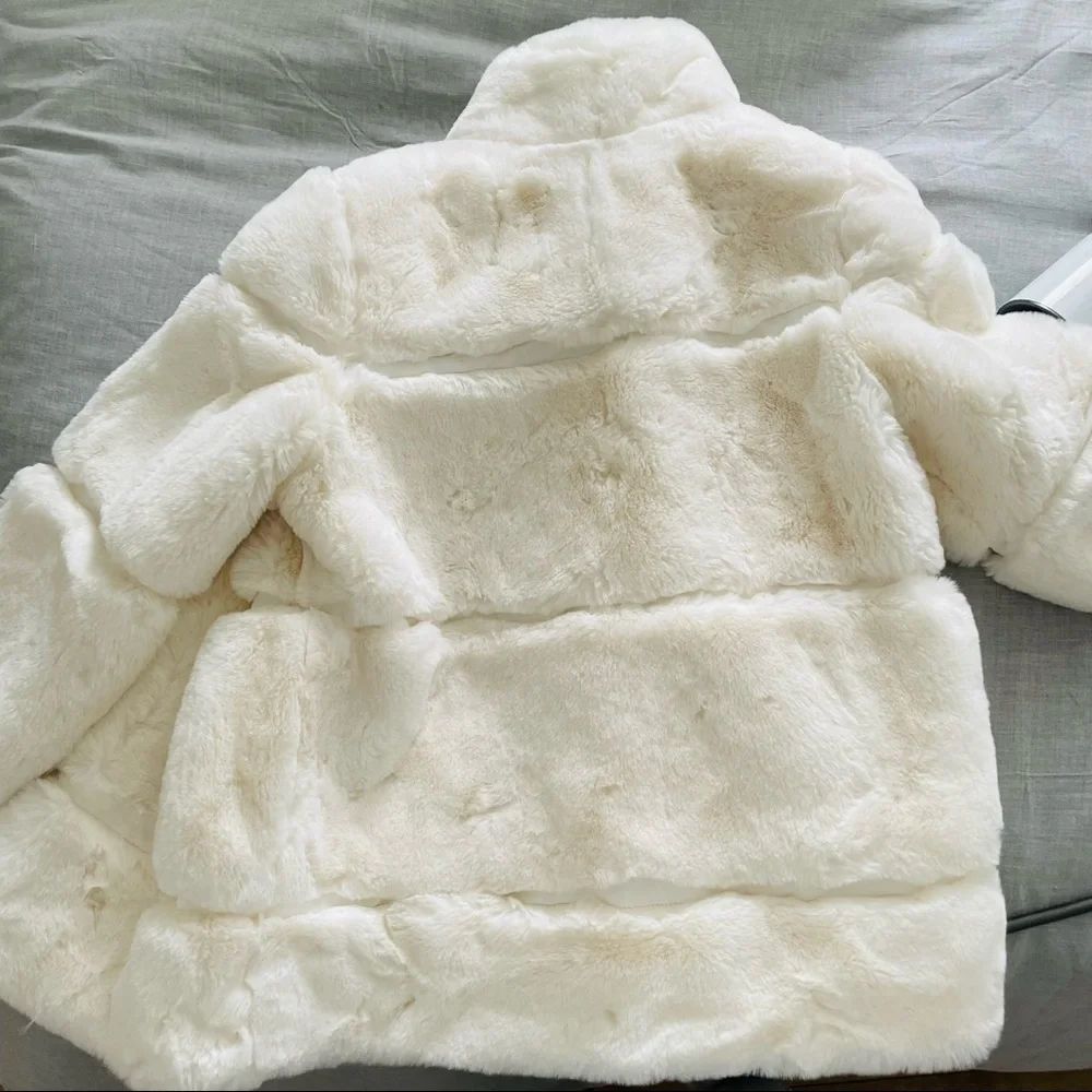 White Faux Fur Apparis Jacket Size XXS - Picture 2 of 3